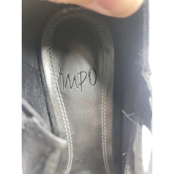 Impo Womens Heels Size 8.5M Faux Suede Black Lace Up Side Zipper Closed Toe - Picture 10 of 12